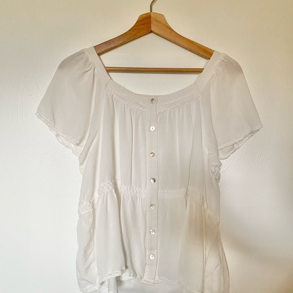 Polagram Cream Button-Up Blouse